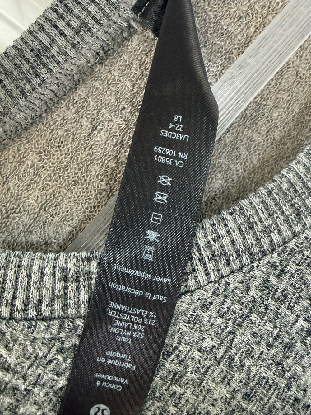 Lululemon Engineered Warmth Long-Sleeve Crew Vapor Gull Grey Black XL